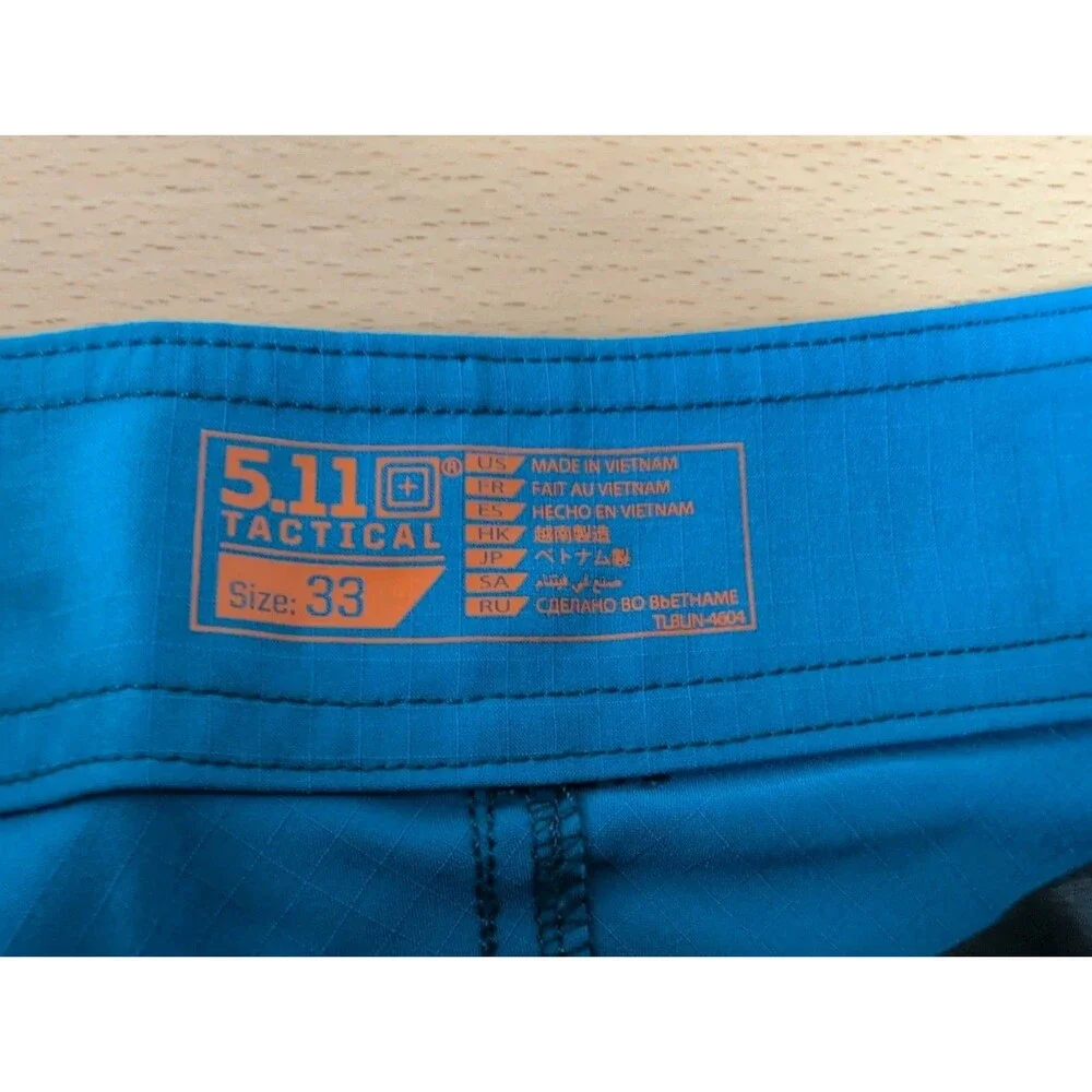5.11 Tactical Mens Board Shorts Blue Ripstop Cargo Training Swim Trunks Size 33